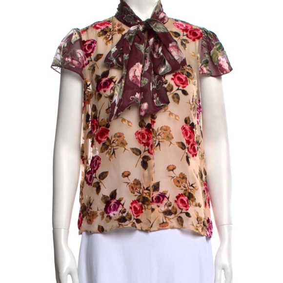 Alice+Oliva Jeannie bow-collar blouse top, size M - Picture 5 of 10